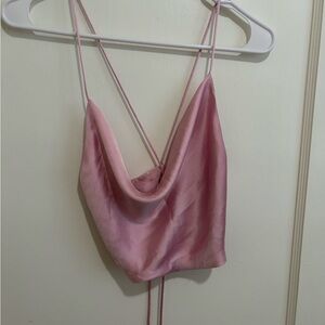 Zara pink satin cowl neck party top
